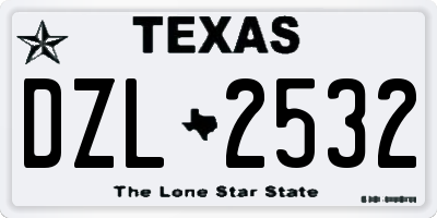 TX license plate DZL2532