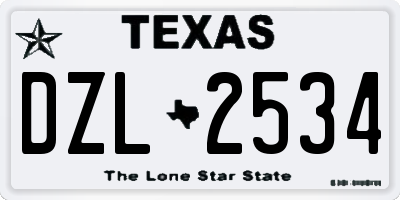 TX license plate DZL2534
