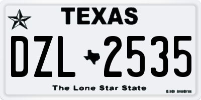 TX license plate DZL2535
