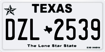 TX license plate DZL2539