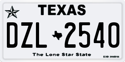 TX license plate DZL2540