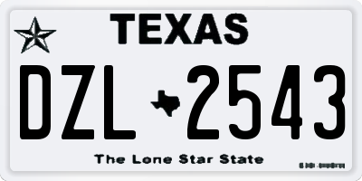 TX license plate DZL2543