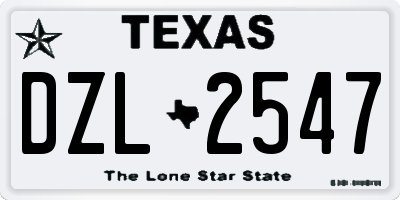 TX license plate DZL2547