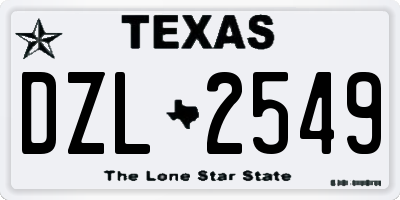 TX license plate DZL2549
