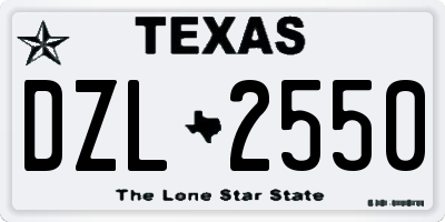 TX license plate DZL2550