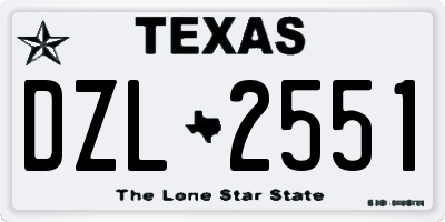 TX license plate DZL2551