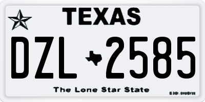 TX license plate DZL2585