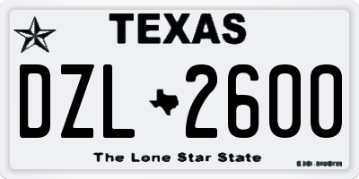 TX license plate DZL2600