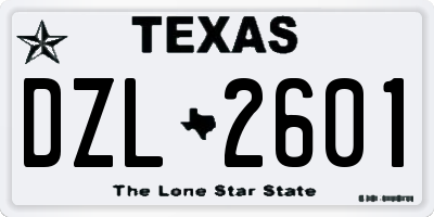 TX license plate DZL2601