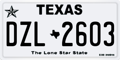 TX license plate DZL2603