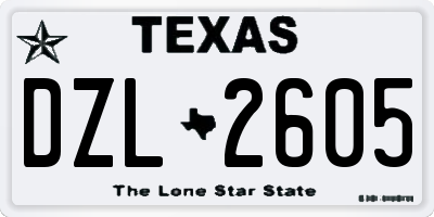 TX license plate DZL2605