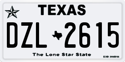 TX license plate DZL2615