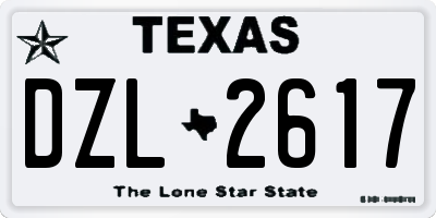 TX license plate DZL2617