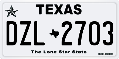 TX license plate DZL2703