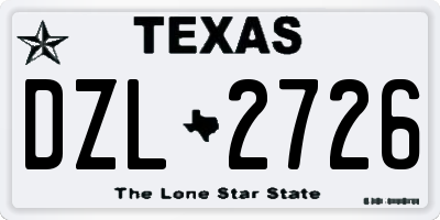 TX license plate DZL2726