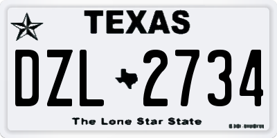 TX license plate DZL2734