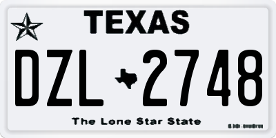 TX license plate DZL2748