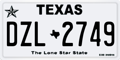 TX license plate DZL2749