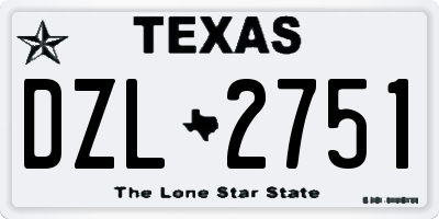 TX license plate DZL2751