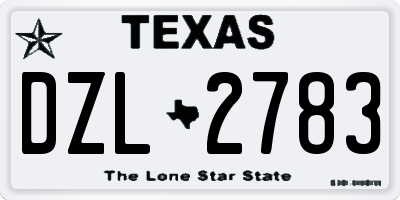 TX license plate DZL2783
