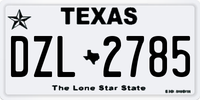 TX license plate DZL2785