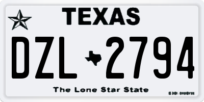 TX license plate DZL2794