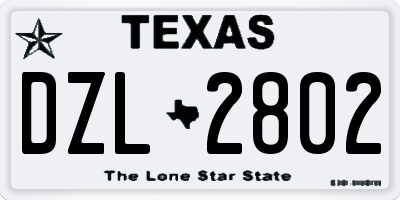 TX license plate DZL2802