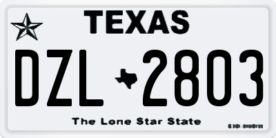 TX license plate DZL2803