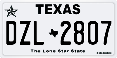 TX license plate DZL2807