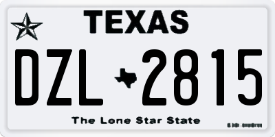 TX license plate DZL2815
