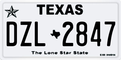 TX license plate DZL2847
