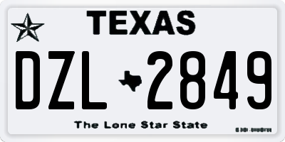 TX license plate DZL2849