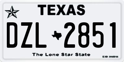 TX license plate DZL2851