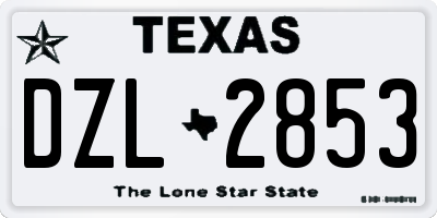 TX license plate DZL2853