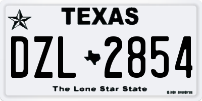 TX license plate DZL2854