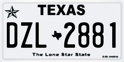 TX license plate DZL2881
