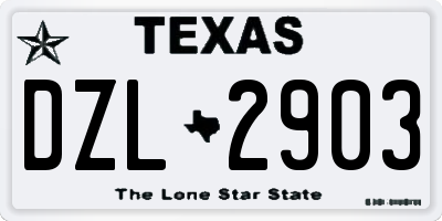 TX license plate DZL2903