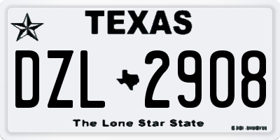 TX license plate DZL2908