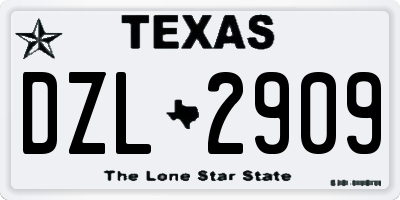 TX license plate DZL2909