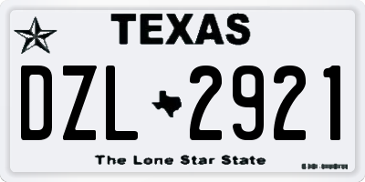 TX license plate DZL2921