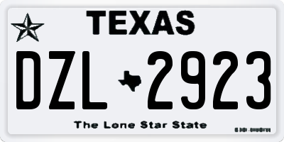 TX license plate DZL2923