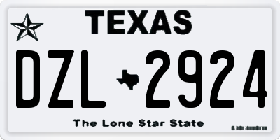 TX license plate DZL2924