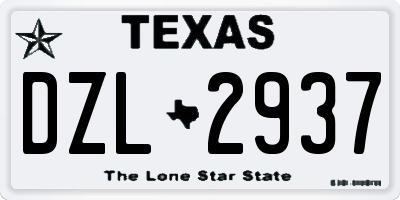 TX license plate DZL2937