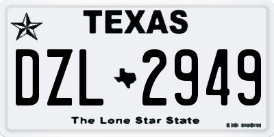 TX license plate DZL2949