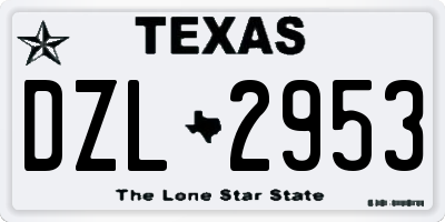 TX license plate DZL2953