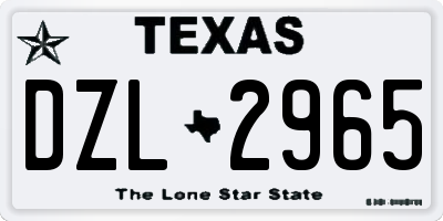 TX license plate DZL2965