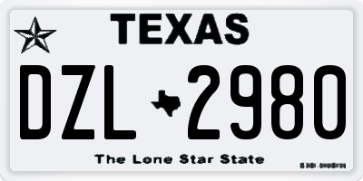 TX license plate DZL2980