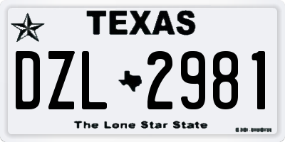 TX license plate DZL2981