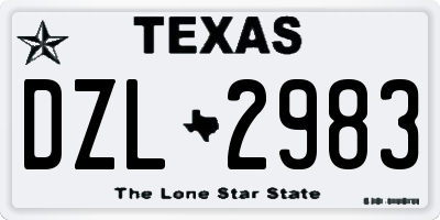 TX license plate DZL2983