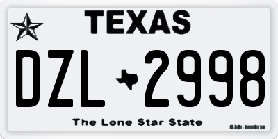 TX license plate DZL2998